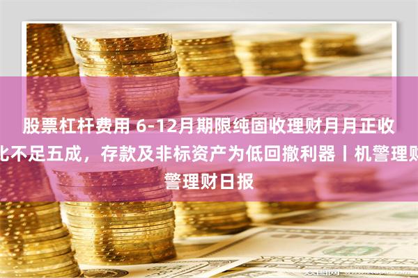 股票杠杆费用 6-12月期限纯固收理财月月正收益占比不足五成，存款及非标资产为低回撤利器丨机警理财日报